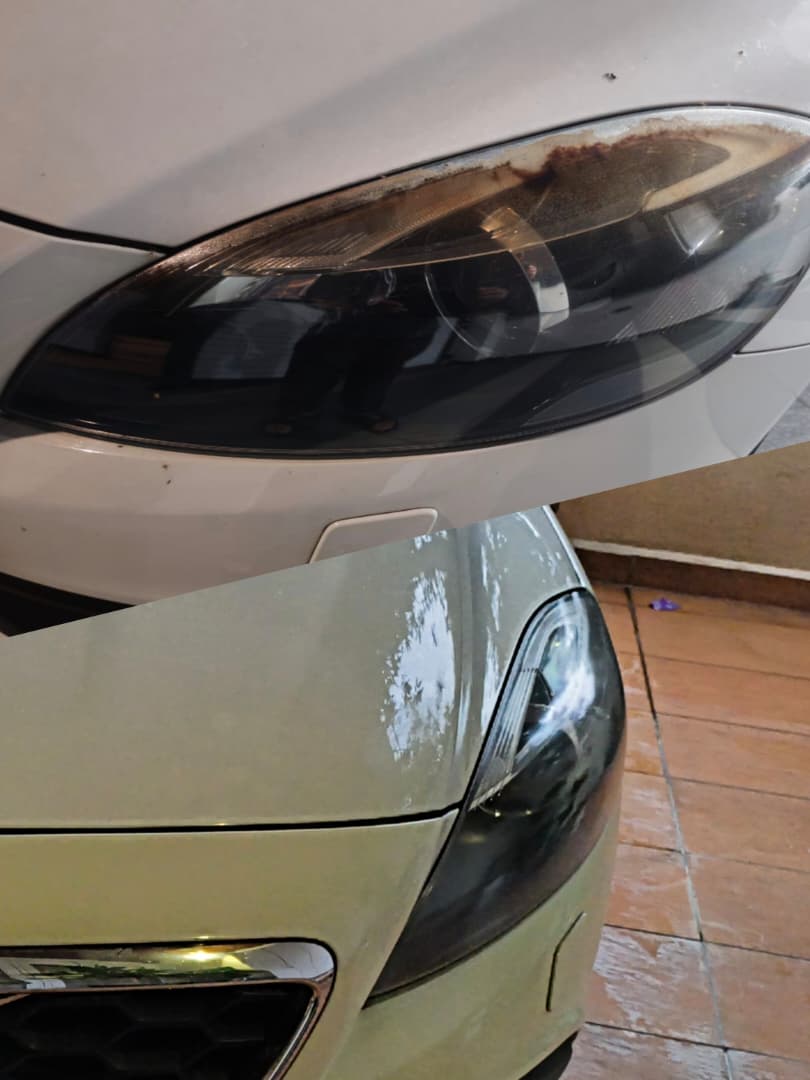 Headlight before & after polishing